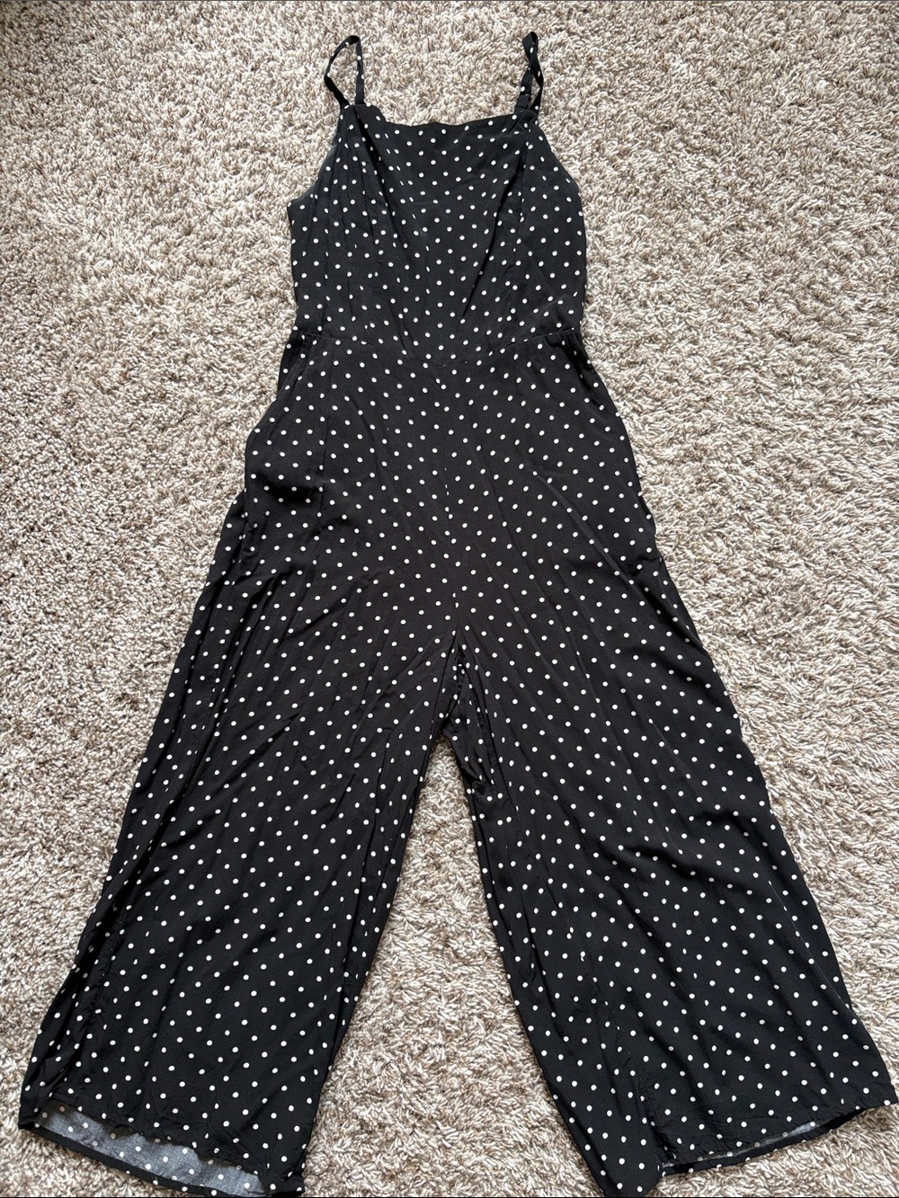 Old Navy Black Polka Dot Cropped Jumpsuit
